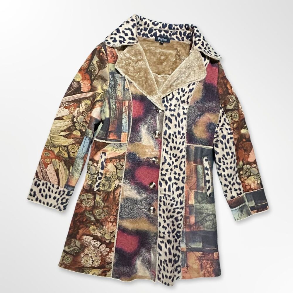 Papillon Multicolor Patchwork Teddy Duster Jacket… - image 3